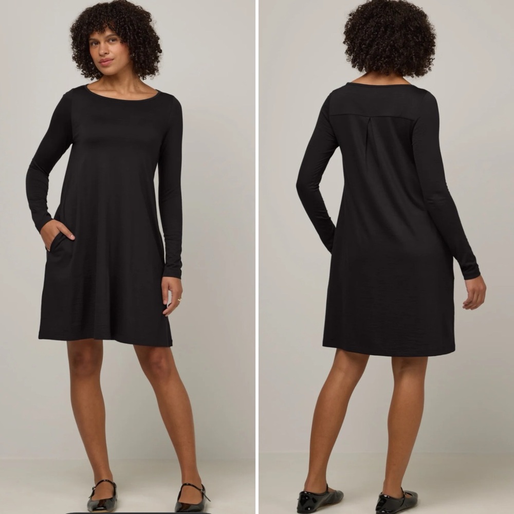 Wool& Rowena Merino Wool Black Swing Dress Size Medium